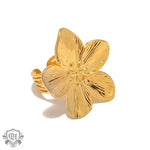 18K Gold Flower Opening Ring featuring an elegant gold flower design