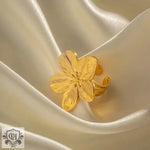 18K Gold Flower Opening Ring featuring a delicate gold flower design