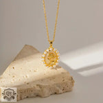 18K Gold Flower Pearl Pendant Necklace - QH Clothing