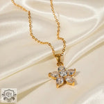 18K Gold Flower Pendant Necklace - QH Clothing