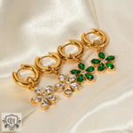 18K Gold Flower Zirconia Earrings - QH Clothing