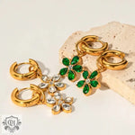 18K Gold Flower Zirconia Earrings - QH Clothing