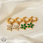 18K Gold Flower Zirconia Earrings - QH Clothing