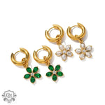 18K Gold Flower Zirconia Earrings - QH Clothing