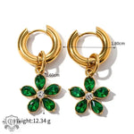 18K Gold Flower Zirconia Earrings - QH Clothing