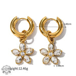 18K Gold Flower Zirconia Earrings - QH Clothing