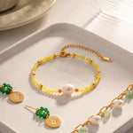 18K Gold Freshwater Pearl Design Bracelet - QH Clothing