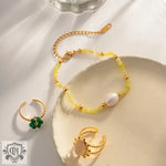 18K Gold Freshwater Pearl Design Bracelet - QH Clothing