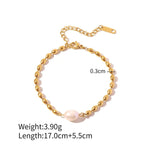 18K Gold Freshwater Pearl Oval Beanie Bracelet - QH Clothing