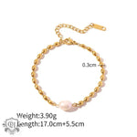 Elegant 18K Gold Freshwater Pearl Oval Beanie Bracelet with gold-toned pearls