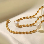 18K Gold Freshwater Pearl Oval Beanie Bracelet - QH Clothing