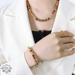 18K Gold Gem Bead Bracelet & Necklace - QH Clothing