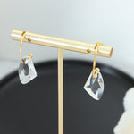 18k Gold Exquisite Simple C-shaped Earrings with Gem Design Versatile - QH Clothing