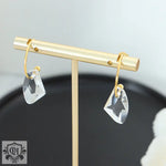 18k Gold Exquisite Simple C-shaped Earrings with Gem Design Versatile - QH Clothing