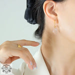 18k Gold Exquisite Simple C-shaped Earrings with Gem Design Versatile - QH Clothing