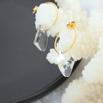 18k Gold Exquisite Simple C-shaped Earrings with Gem Design Versatile - QH Clothing