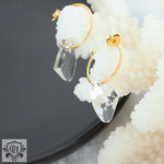 18k Gold Exquisite Simple C-shaped Earrings with Gem Design Versatile - QH Clothing