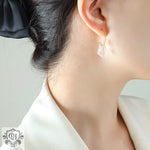 18k Gold Exquisite Simple C-shaped Earrings with Gem Design Versatile - QH Clothing