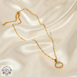 18K Gold Gemstone Circle Pendant Necklace - QH Clothing