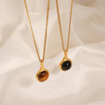 18K gold exquisite and fashionable clavicle chain inlaid with gemstone design light luxury style necklace - QH Clothing