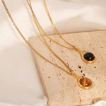 18K gold exquisite and fashionable clavicle chain inlaid with gemstone design light luxury style necklace - QH Clothing