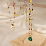 Exquisite and noble 18K gold collarbone chain and gemstone design necklace - QH Clothing