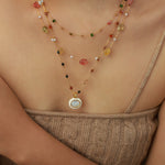 Exquisite and noble 18K gold collarbone chain and gemstone design necklace - QH Clothing