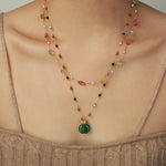 Exquisite and noble 18K gold collarbone chain and gemstone design necklace - QH Clothing