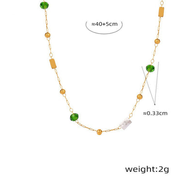 Exquisite and noble 18K gold collarbone chain and gemstone design necklace - QH Clothing