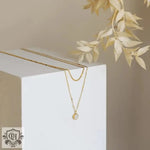 18K Gold Gemstone Double Layer Stacked Necklace - QH Clothing