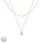 18K Gold Gemstone Double Layer Stacked Necklace - QH Clothing