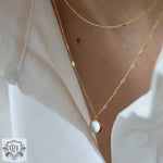 18K Gold Gemstone Double Layer Stacked Necklace - QH Clothing