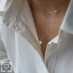 18K Gold Gemstone Double Layer Stacked Necklace - QH Clothing