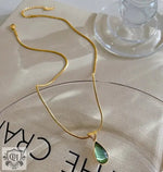 18K Gold Gemstone Drop Pendant Necklace - QH Clothing