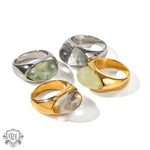 18k gold classic fashion inlaid gemstone design simple style ring - QH Clothing