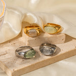 18k gold classic fashion inlaid gemstone design simple style ring - QH Clothing