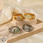 18k gold classic fashion inlaid gemstone design simple style ring - QH Clothing