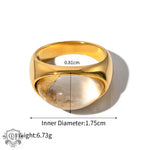 18k gold classic fashion inlaid gemstone design simple style ring - QH Clothing