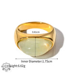 18k gold classic fashion inlaid gemstone design simple style ring - QH Clothing