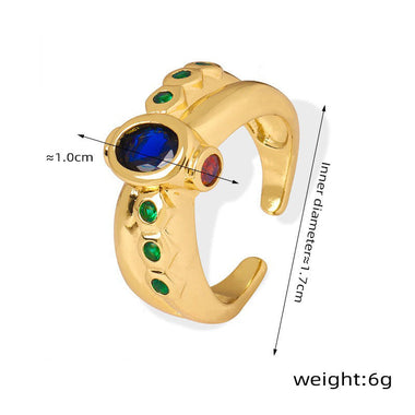 18K gold hip-hop punk style irregular-shaped gem-set design versatile ring - QH Clothing