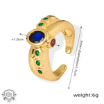 18K gold hip-hop punk style irregular-shaped gem-set design versatile ring - QH Clothing