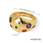 18K gold hip-hop punk style irregular-shaped gem-set design versatile ring - QH Clothing