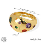 18K gold hip-hop punk style irregular-shaped gem-set design versatile ring - QH Clothing