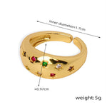 18K gold hip-hop punk style irregular-shaped gem-set design versatile ring - QH Clothing