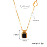 18K gold classic fashionable square plate inlaid gemstone design versatile necklace - QH Clothing