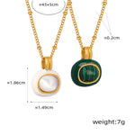 18K gold simple and elegant style stacked necklace with gemstone design - QH Clothing