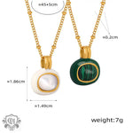 18K gold simple and elegant style stacked necklace with gemstone design - QH Clothing