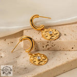 18K Gold Geometric Diamond Circle Earrings - QH Clothing