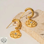 18K Gold Geometric Diamond Circle Earrings - QH Clothing