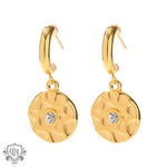 18K Gold Geometric Diamond Circle Earrings - QH Clothing